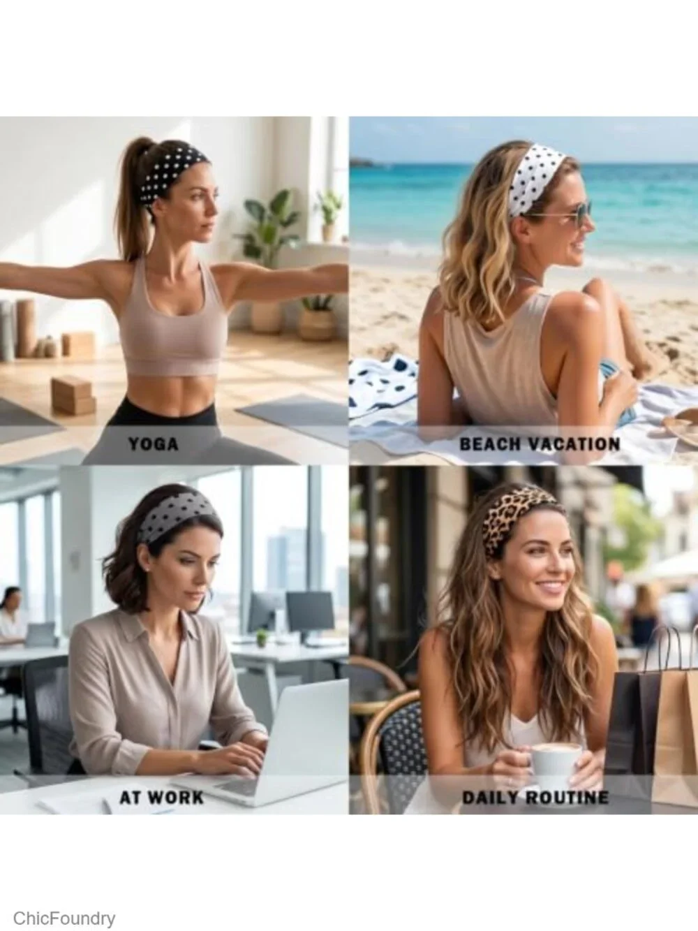 6 Pack Cotton Stretchy Headbands for Women, Cute Polka Dot Hair Accessories